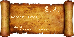 Rohrer Antal névjegykártya